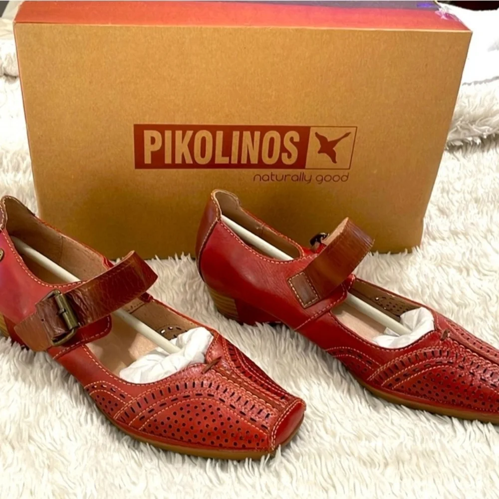 🦋NIB Pikolinos Red Leather Mary Jane Shoes - Picture 1 of 16